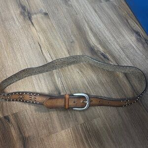 Brown Leather Belt with Silver Buckle